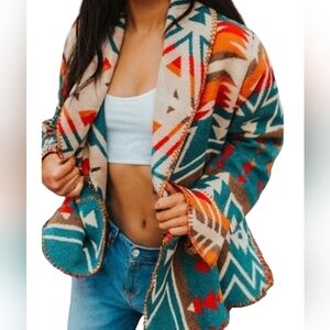 Western Jacket AZTEC Lightweight Cardigan Southwestern Colorful